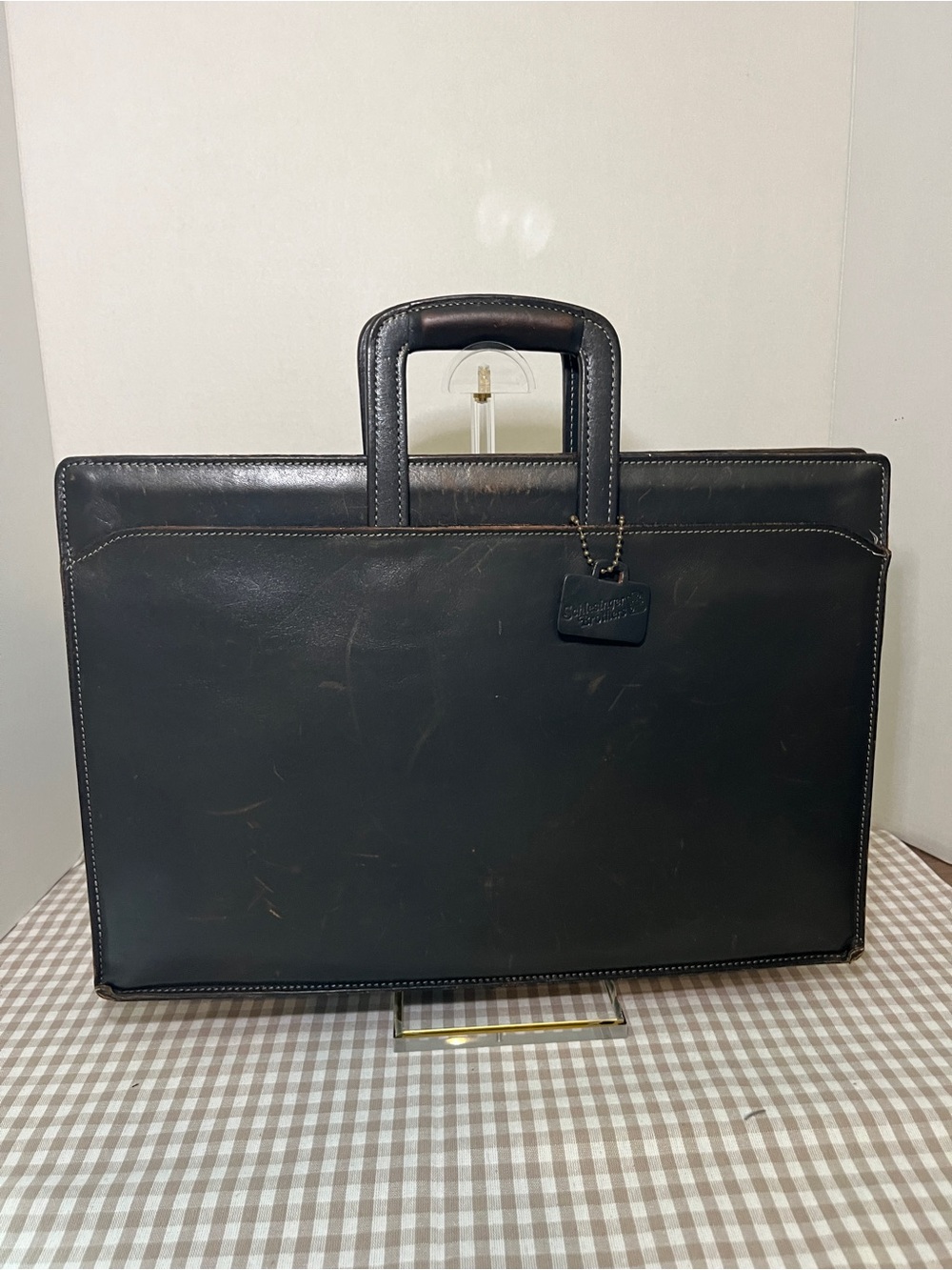 Vintage Schlesinger  Brothers Black Leather Briefcase / Portfolio 1970's-80's